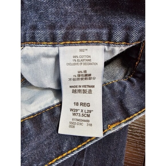 Levi's 502 Regular Taper Jeans Dark Wash Blue Size 18 Reg 29Wx29L - Picture 5 of 5